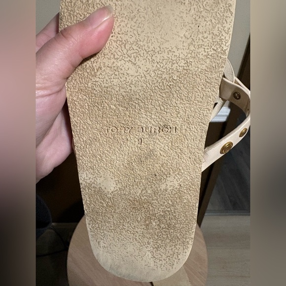 Tory Burch Cream Slide Sandals with Gold Accents - Picture 5 of 5